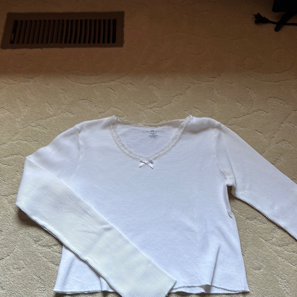 Long sleeve white brandy Melville top